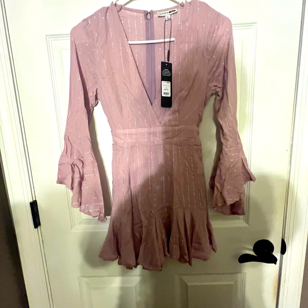 2 Fashion nova lavender long sleeve rompers one lavender and one off-white